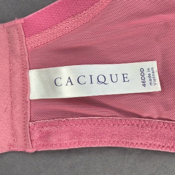 Cacique size 46DDD pink lace unlined bra with black detail on front - Picture 3 of 6